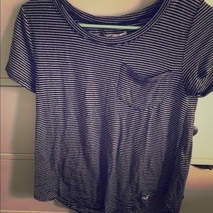 Hollister black and white striped t-shirt